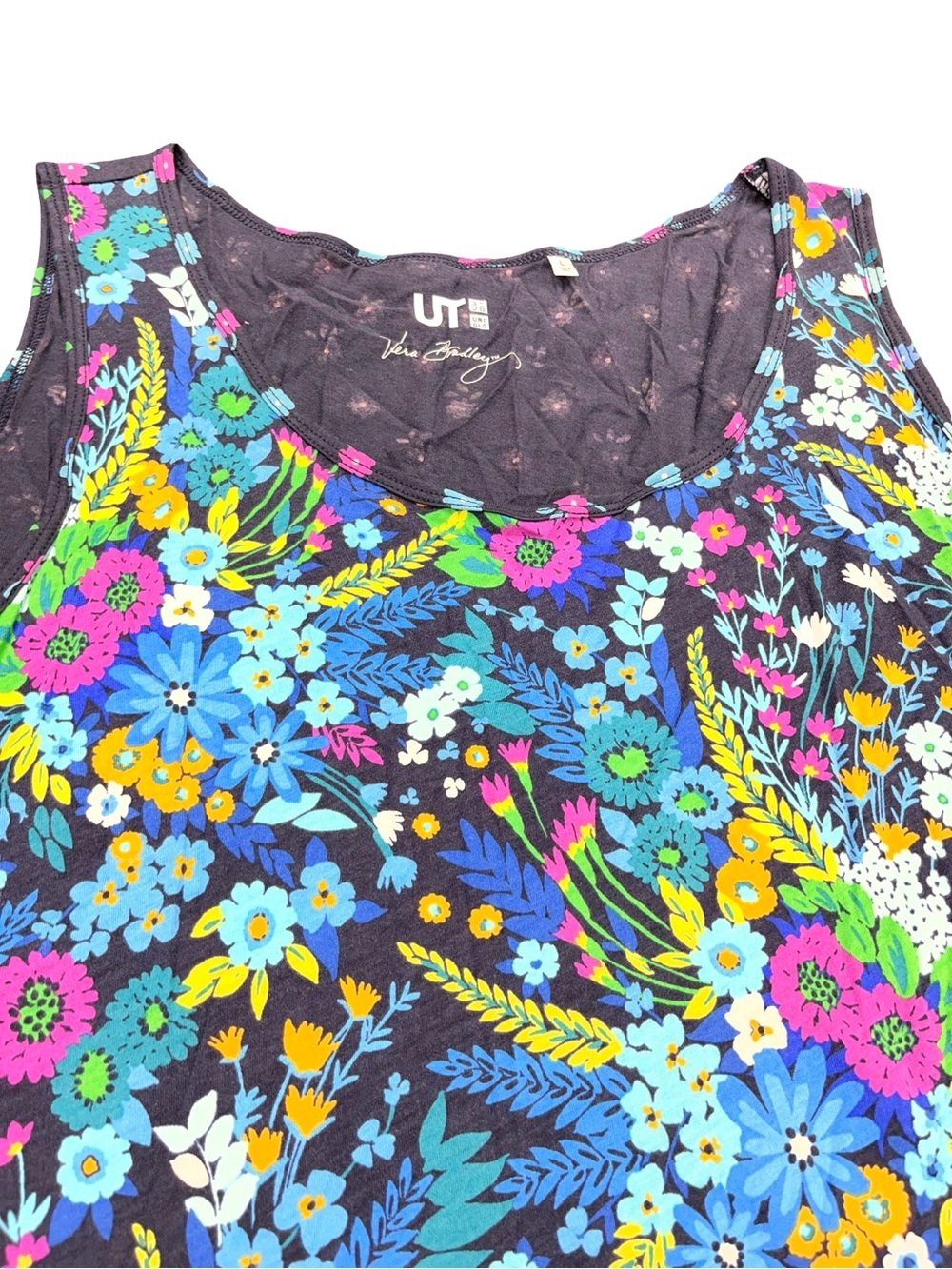 UNIQLO Vera Bradley Sleeveless Tunic Tank Top Size L Vibrant Botanical Pattern - Picture 5 of 10